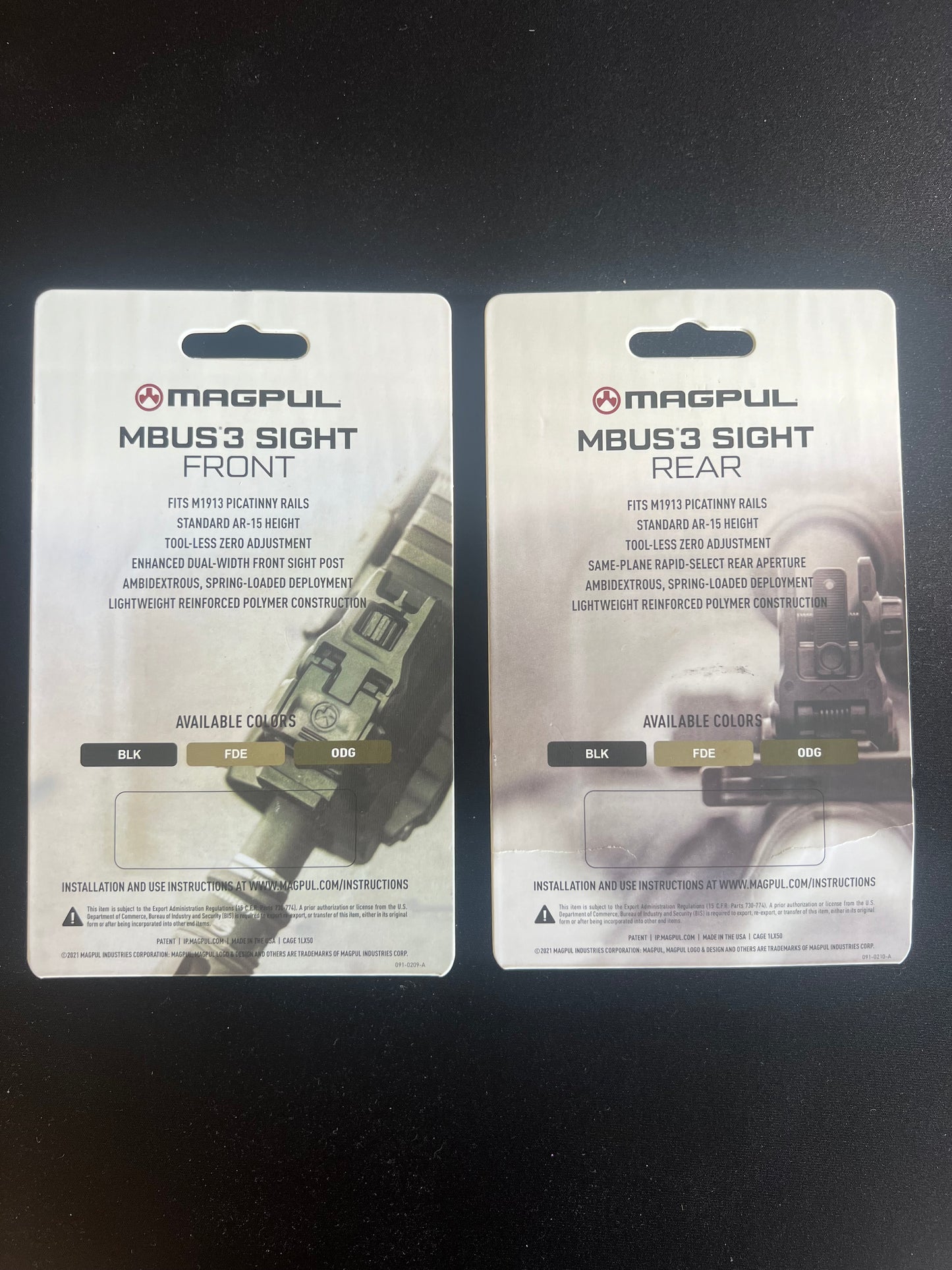 MBUS 3 Front & Rear Sights (Black)